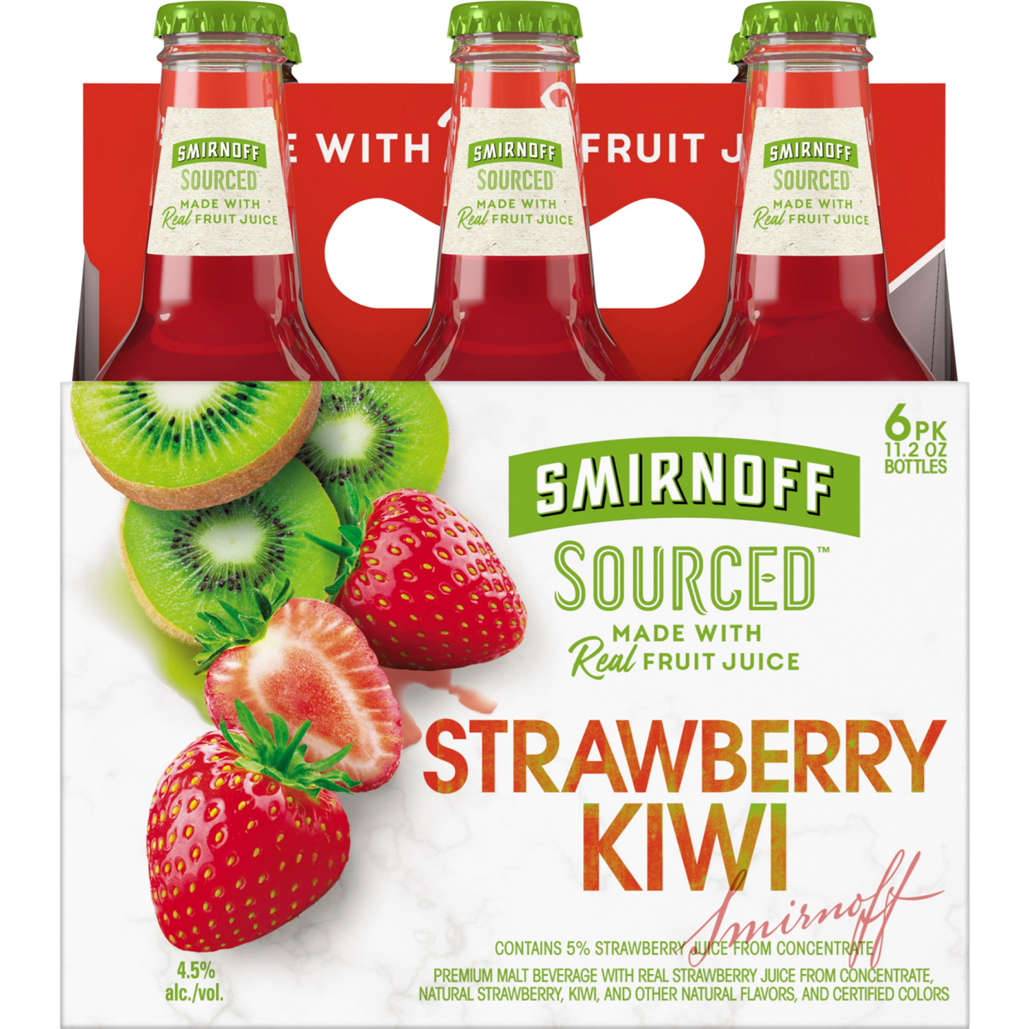slide 3 of 6, Smirnoff Sourced Strawberry Kiwi Beer 6 ea, 6 ct