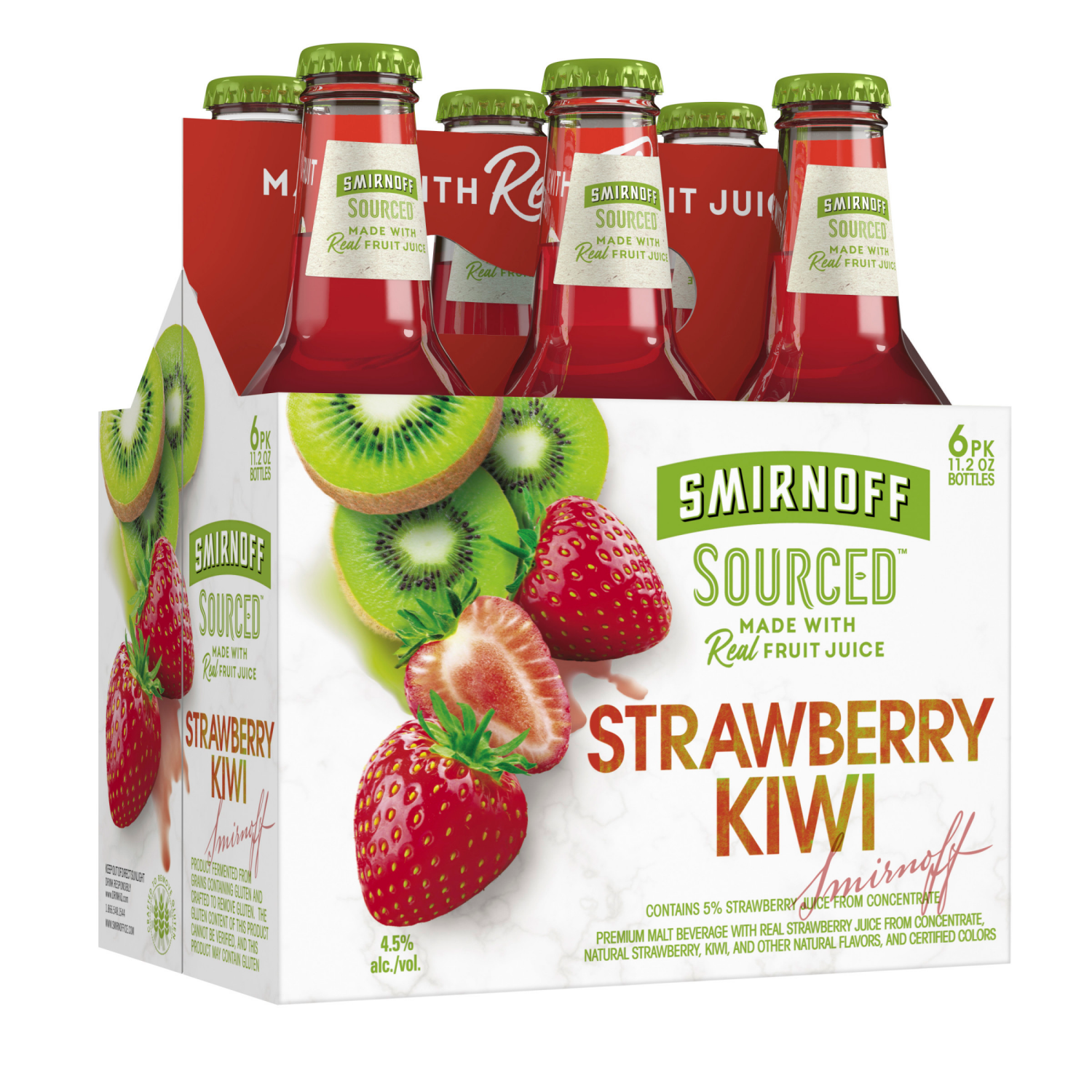 slide 1 of 6, Smirnoff Sourced Strawberry Kiwi Beer 6 ea, 6 ct