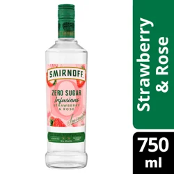 Smirnoff Zero Sugar Infusions Strawberry & Rose (Vodka Infused with Natural Flavors & Essence of Real Botanicals), 750 mL