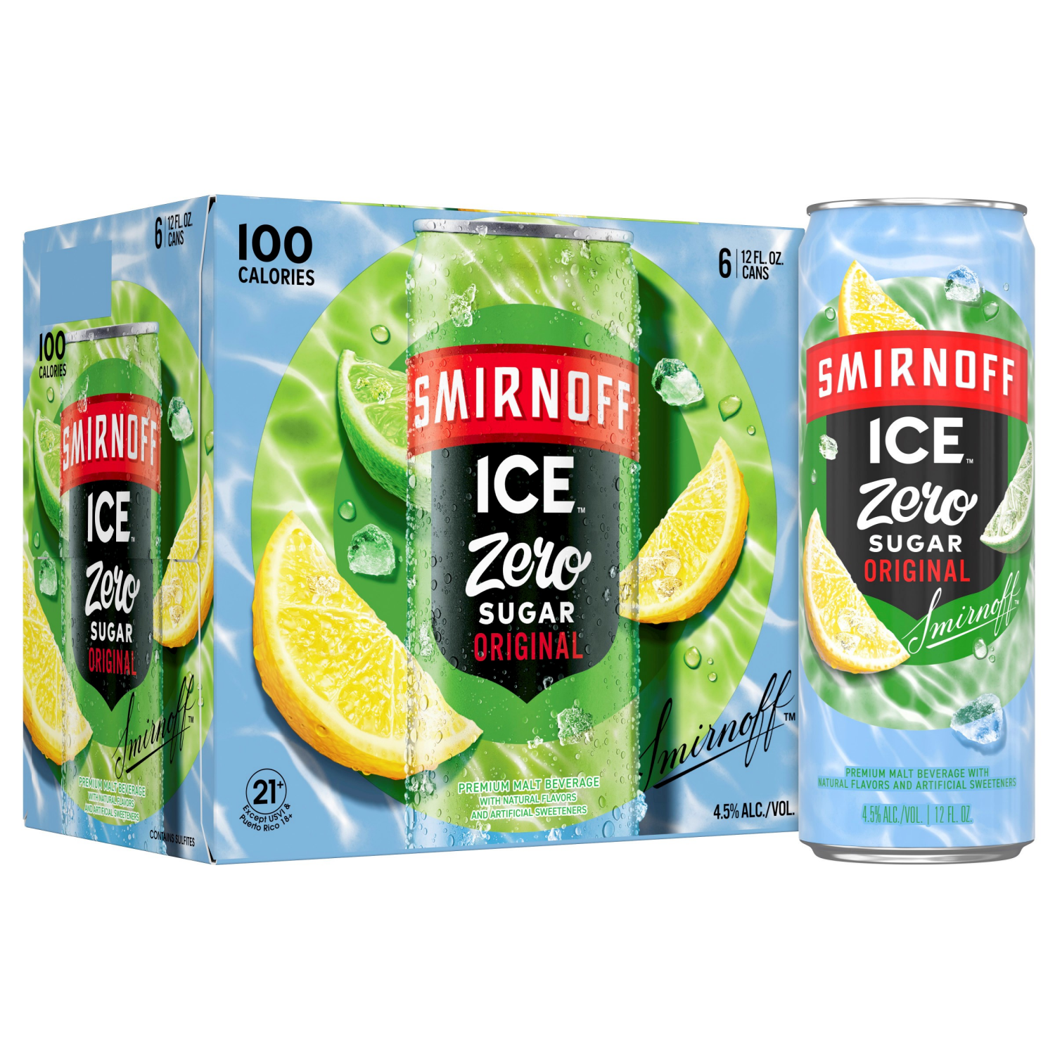 slide 3 of 8, Smirnoff Zero Sugar Original 6PK 12oz Cans, 6 ct; 12 oz