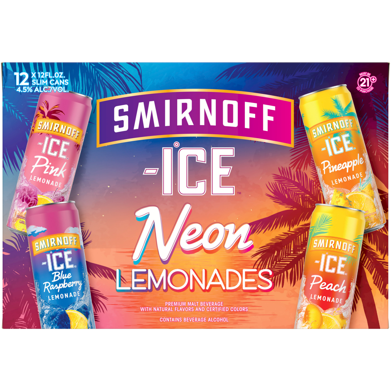 slide 3 of 8, Smirnoff Neon Lemonades Variety Pack 12PK 12oz Cans, 12 ct; 12 oz