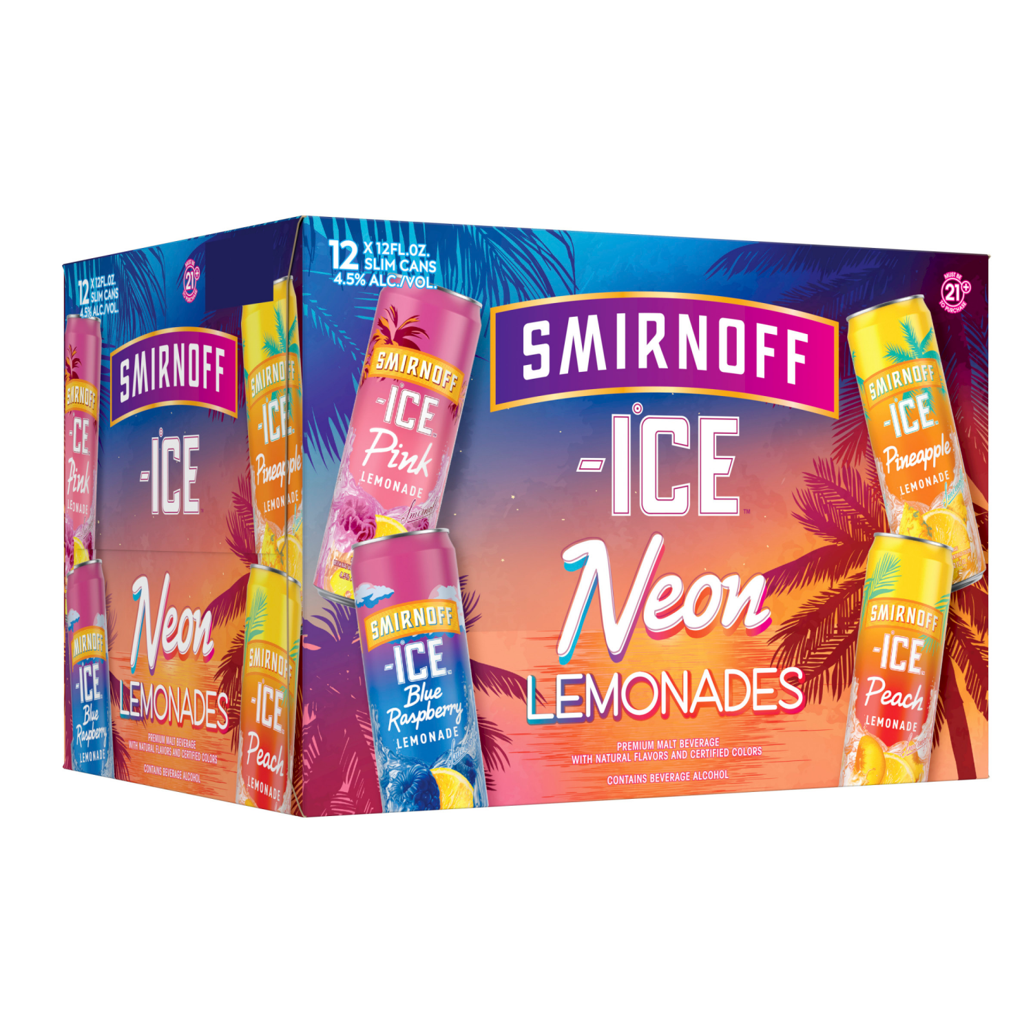 slide 5 of 8, Smirnoff Neon Lemonades Variety Pack 12PK 12oz Cans, 12 ct; 12 oz