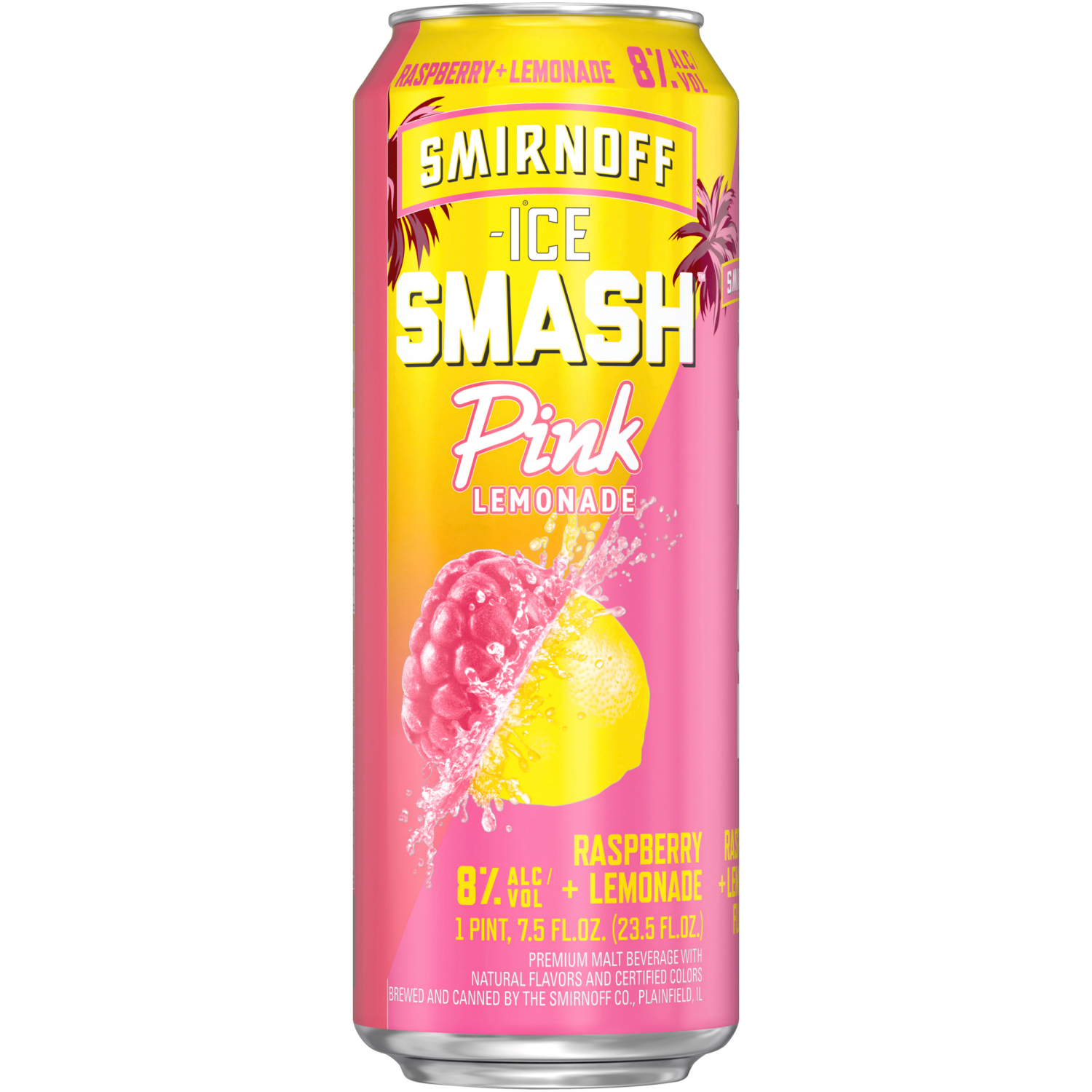 slide 1 of 4, Smirnoff Smash Pink Premium Raspberry + Lemonade Malt Beverage 23.5 fl oz, 24 oz