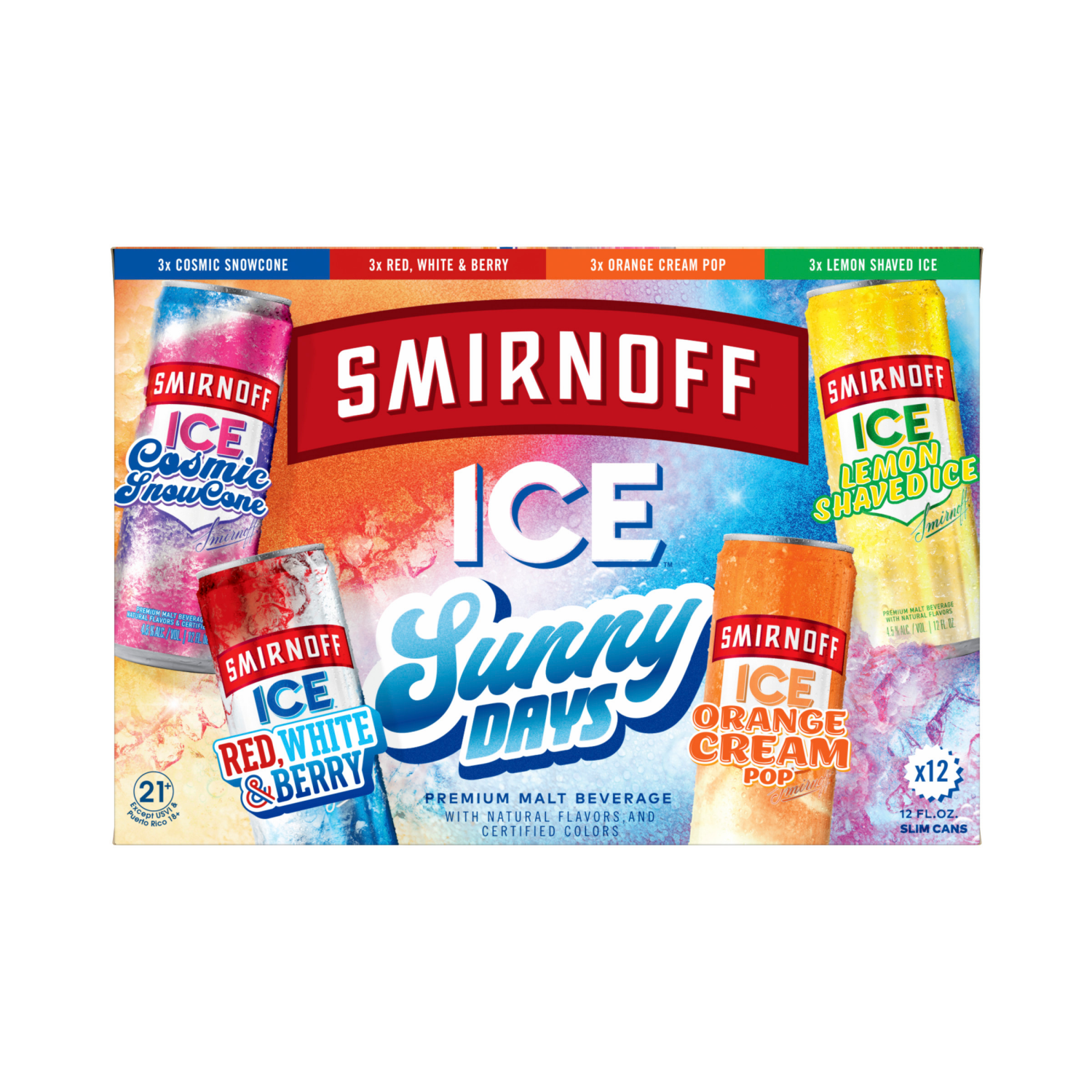 slide 2 of 2, Smirnoff Sunny Days Assorted Malt Beverage 12 - 12 fl oz Cans, 12 fl oz