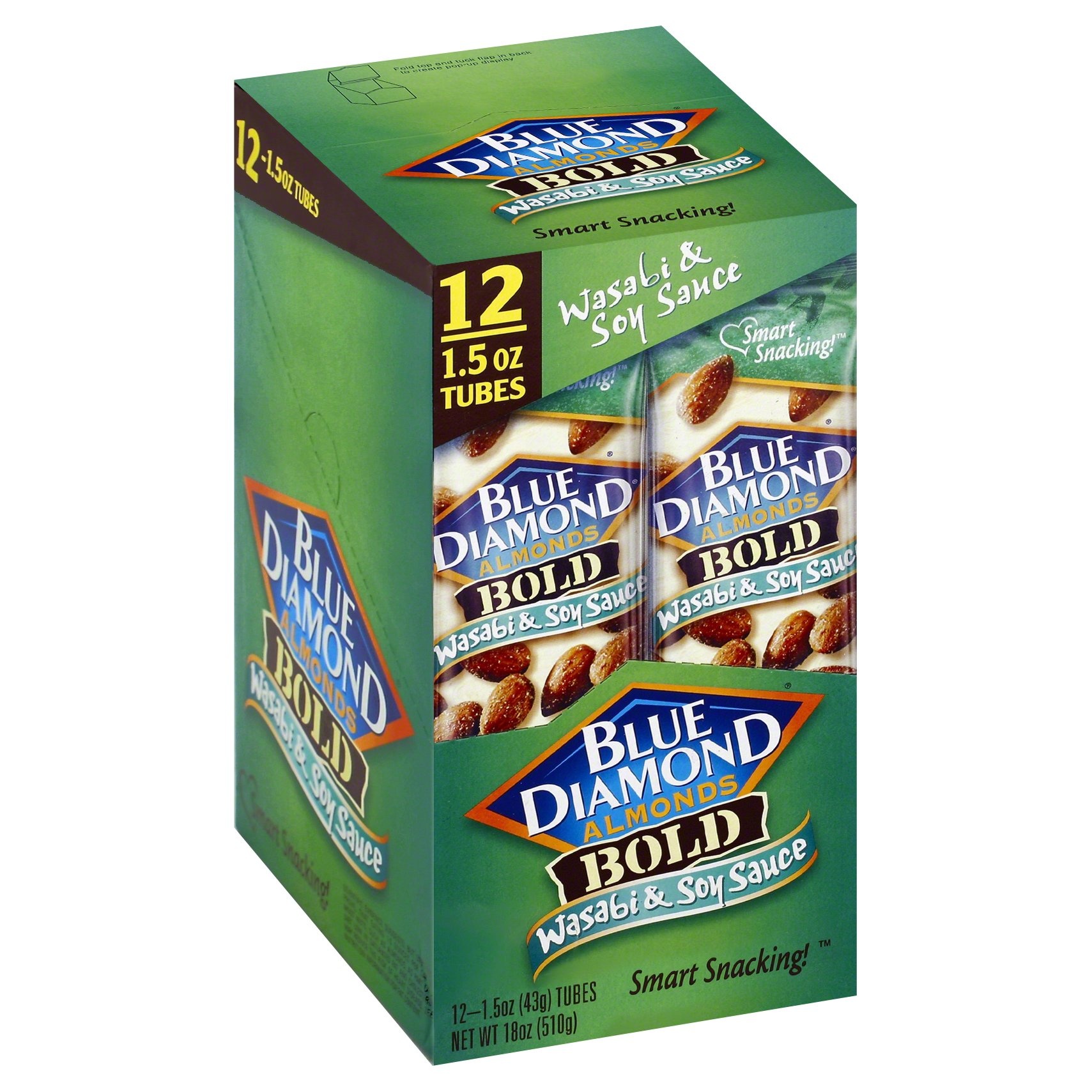 slide 1 of 3, Blue Diamond Bold Wasabi & Soy Sauce Almonds, 12 ct; 1.5 oz