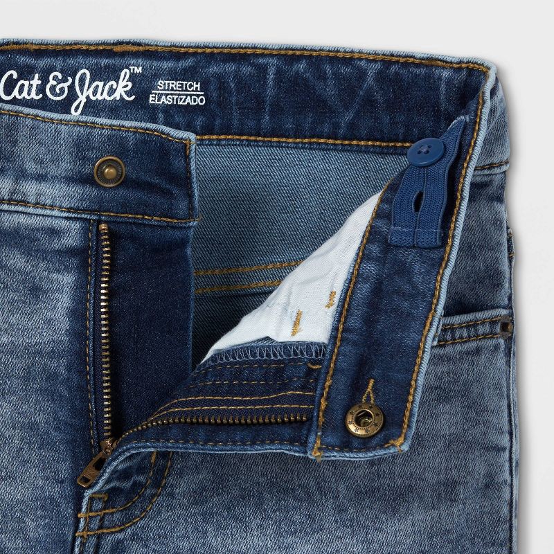 slide 3 of 3, Boys' Stretch Skinny Fit Jeans - Cat & Jack™ Medium Blue 16: Denim, Mid Rise, Super Stretch, 1 ct