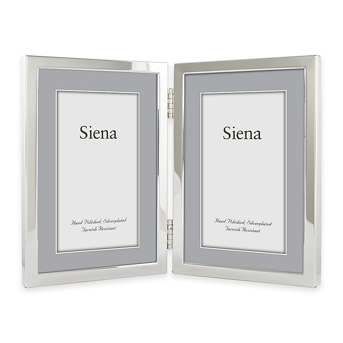 slide 1 of 1, Siena Silver-Plated Narrow Border Plain 2-Photo Picture Frame, 4 in x 6 in