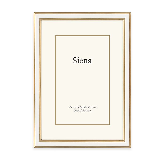 slide 1 of 1, Siena Metallics Narrow Enamel Frame - White/Gold, 5 in x 7 in