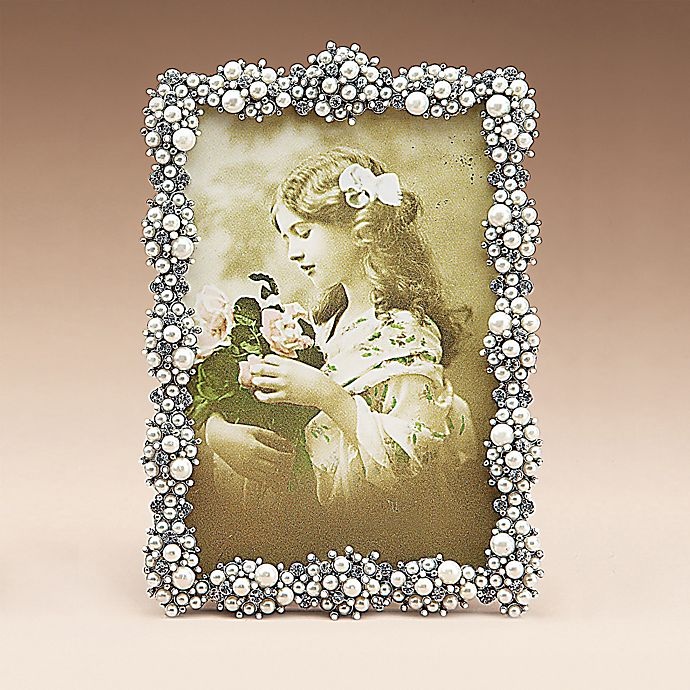 slide 2 of 2, Tizo Design Faux-Pearl Cluster Jeweltone with Crystals Picture Frame, 5 in x 7 in