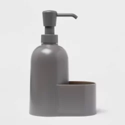 Plastic Soap Dispenser with Sponge Holder Pewter Matte - Room Essentials
