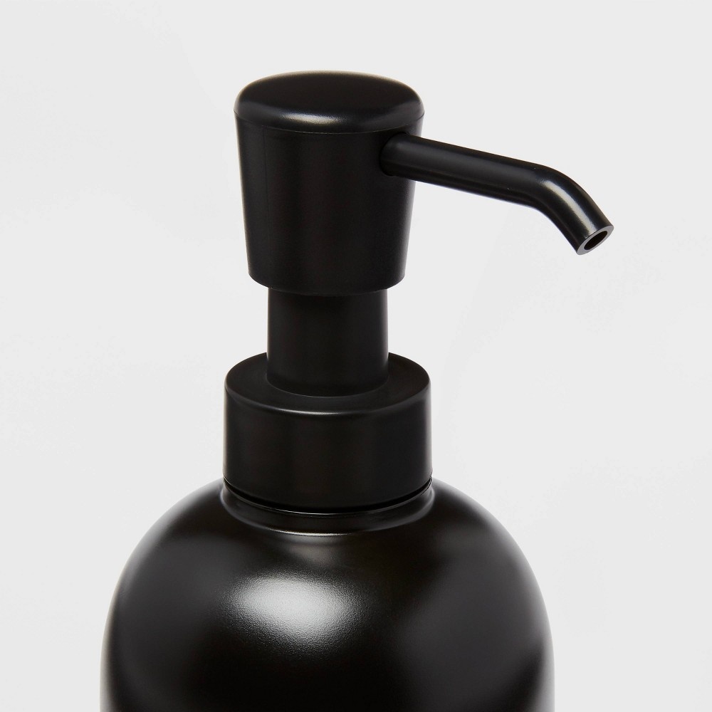 slide 4 of 4, Plastic Soap Dispenser with Sponge Holder Black - Room Essentials, 1 ct