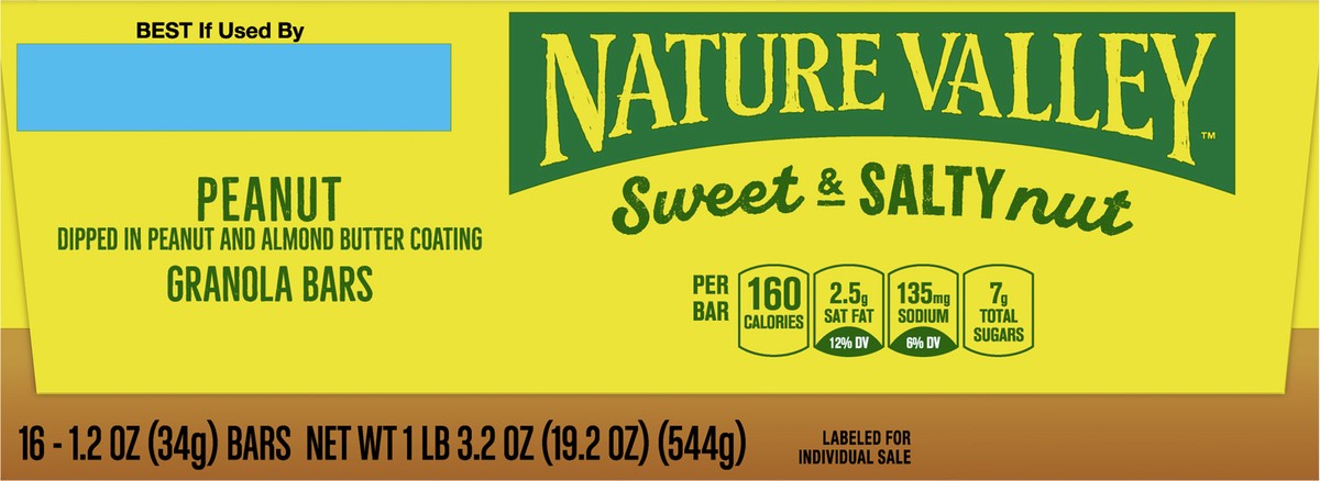 slide 13 of 13, Nature Valley Sweet and Salty Granola Bars, Peanut, 16 Bars, 19.7 OZ, 16 ct
