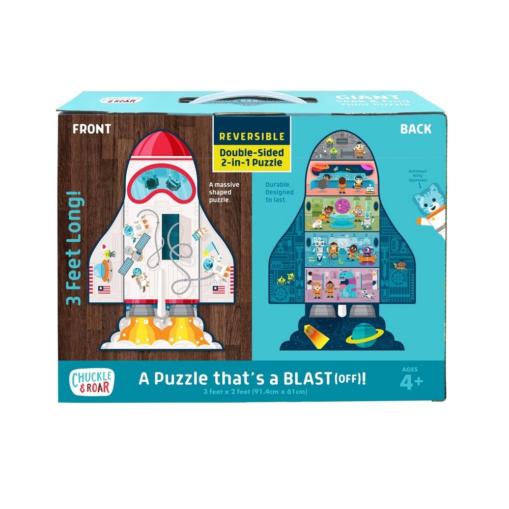 slide 3 of 7, Chuckle & Roar Giant Rocket Shaped Floor Kids Puzzle 50pc, 50 ct