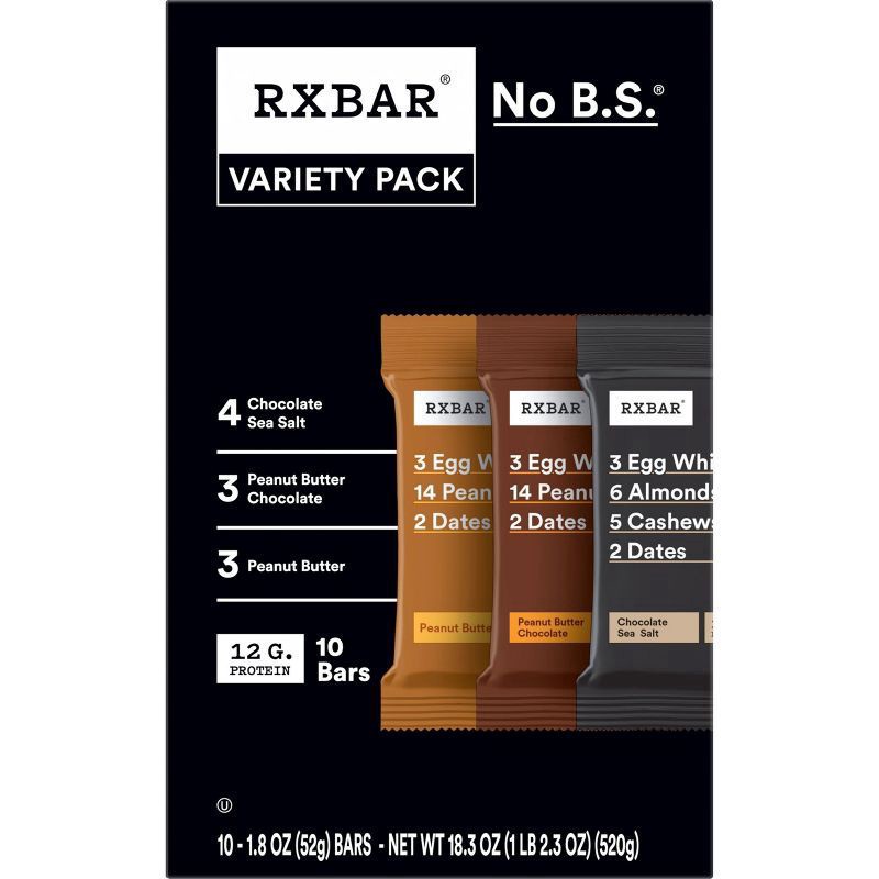 slide 3 of 3, RXBAR Peanut Butter Chocolate Variety Pack - 18.3oz/10ct, 18.3 oz, 10 ct