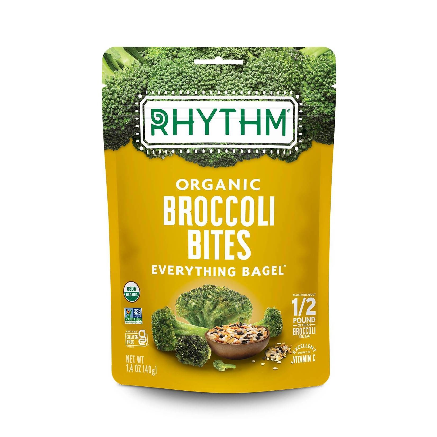 slide 1 of 2, Rhythm Superfoods Rhythm Everything Bagel Organic Broccoli Bites - 1.4oz, 1.4 oz