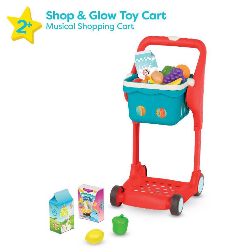 slide 3 of 6, B. play - Shopping Cart & Play Food - Shop & Glow Toy Cart, 1 ct