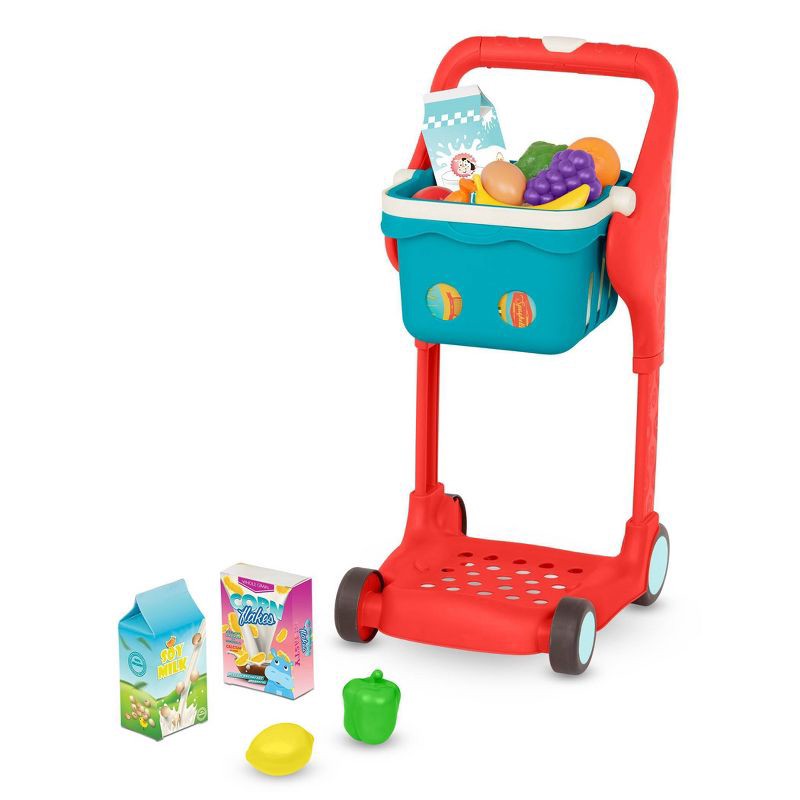 slide 1 of 6, B. play - Shopping Cart & Play Food - Shop & Glow Toy Cart, 1 ct