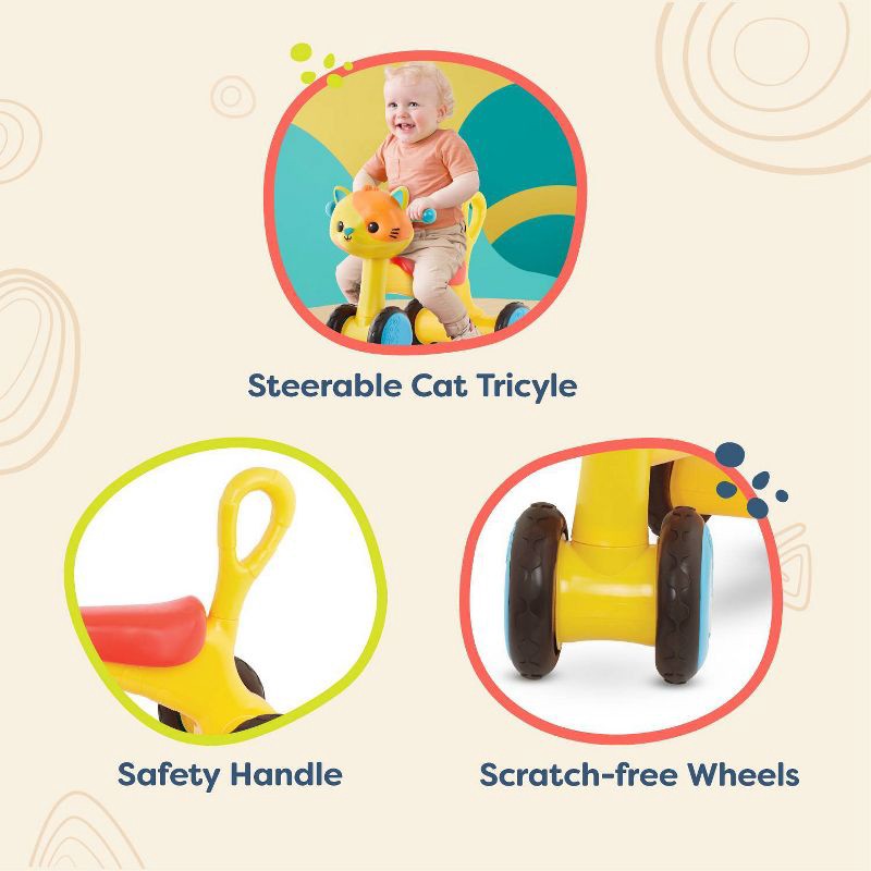 slide 4 of 7, B. toys - Ride-On Toy - Riding Buddy - Cat, 1 ct
