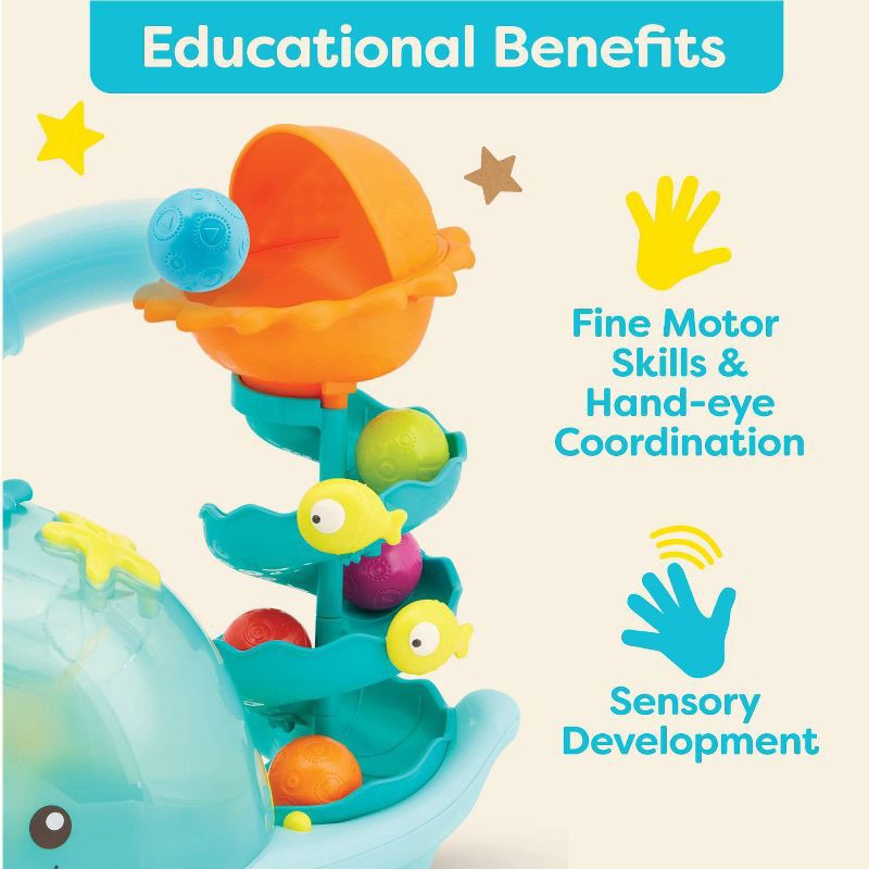 slide 3 of 8, B. toys - Musical Ball Popper - Poppity Whale Pop: Fine Motor Skills Toy with Music & Lights, 1 ct