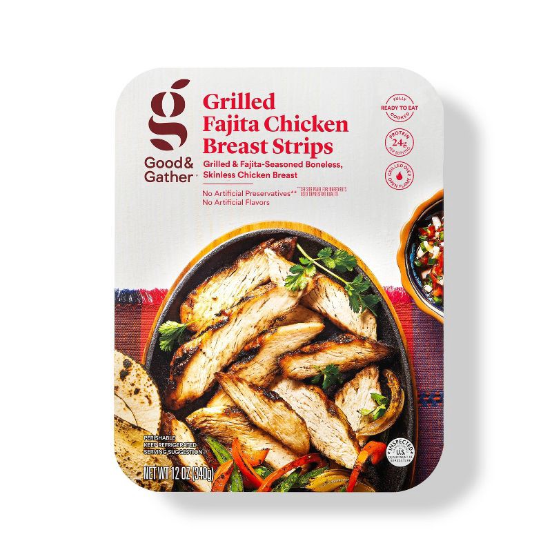 slide 1 of 5, Grilled Fajita Chicken Breast Strips - 12oz - Good & Gather™, 12 oz