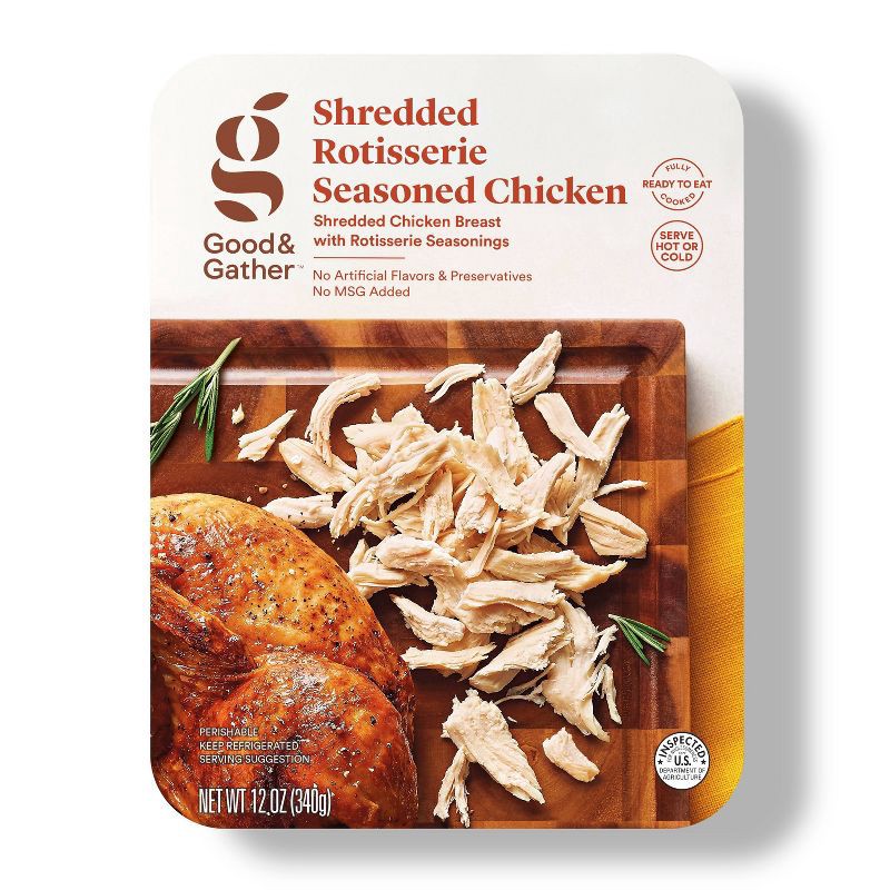 slide 1 of 3, Shredded Rotisserie Seasoned Chicken - 12oz - Good & Gather™, 12 oz