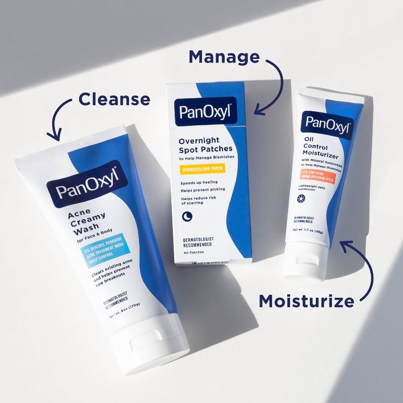 slide 8 of 9, PanOxyl 4% Benzoyl Peroxide Acne Creamy Wash for Face & Body - Unscented - 6oz, 6 oz