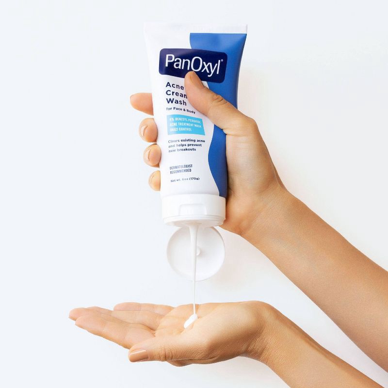 slide 9 of 9, PanOxyl 4% Benzoyl Peroxide Acne Creamy Wash for Face & Body - Unscented - 6oz, 6 oz