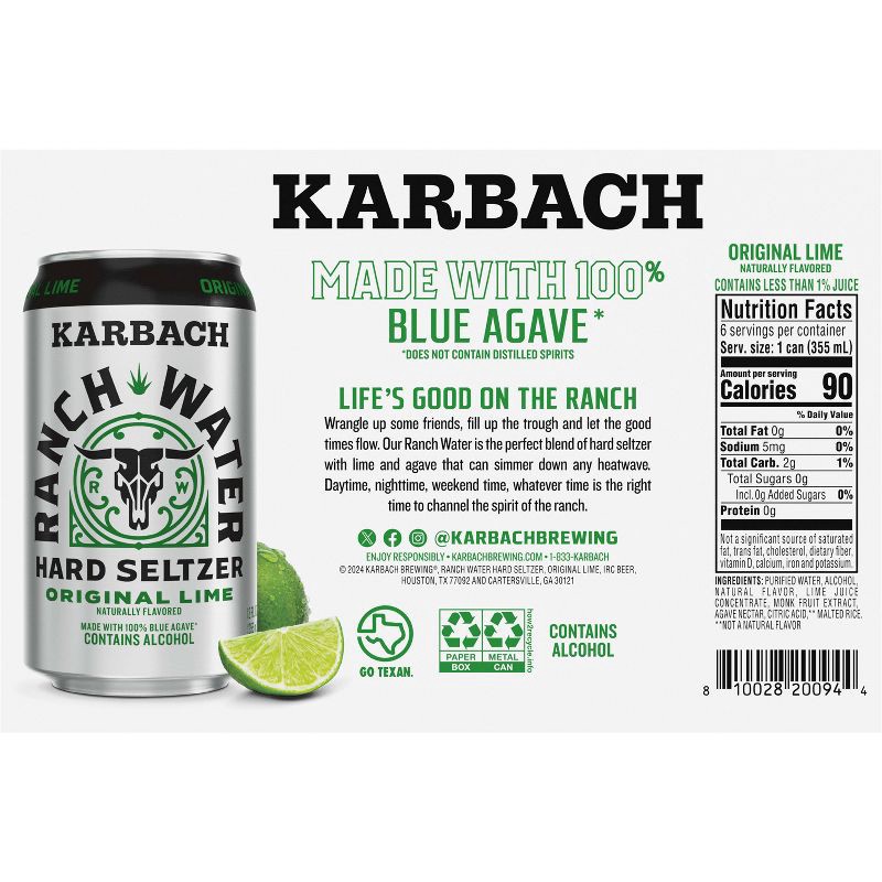 slide 7 of 10, Karbach Brewing Co. Karbach Ranch Water Hard Selzter - 6pk/12 fl oz Cans, 6 ct; 12 fl oz