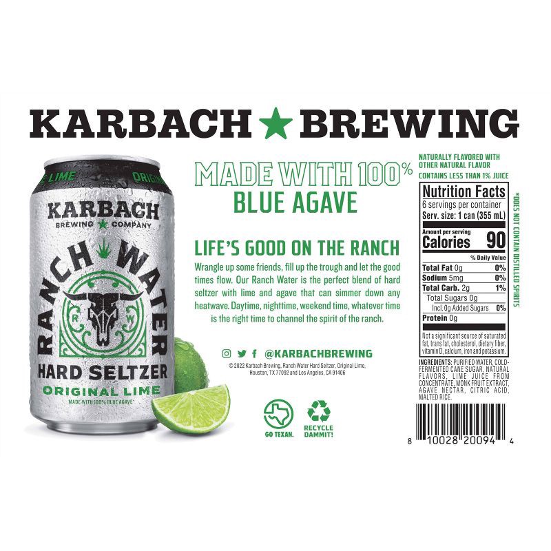 slide 9 of 10, Karbach Brewing Co. Karbach Ranch Water Hard Selzter - 6pk/12 fl oz Cans, 6 ct; 12 fl oz