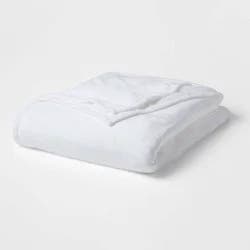 Full/Queen Solid Plush Bed Blanket True White - Room Essentials™: Cozy Lightweight Polyester, Machine Washable