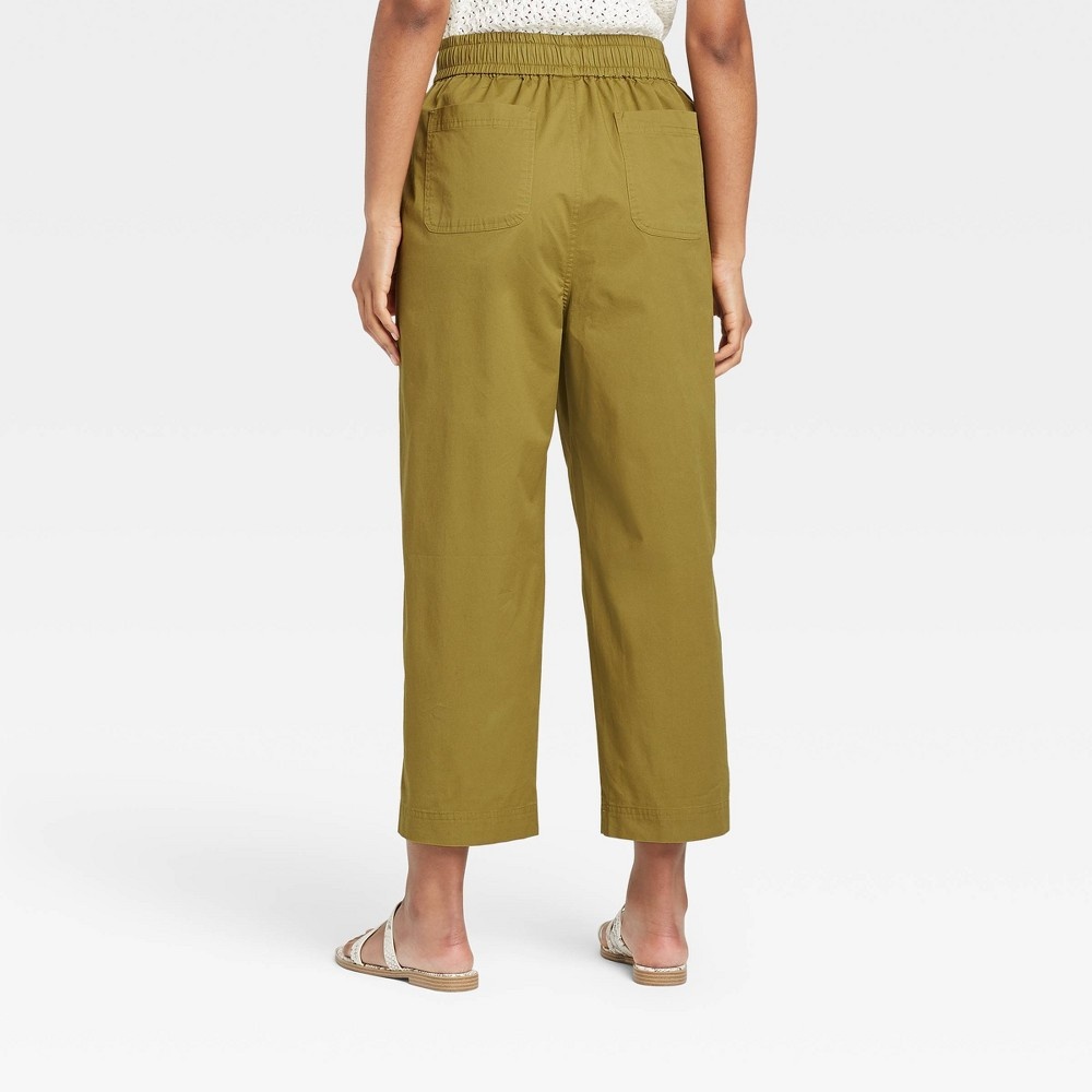slide 2 of 3, Women's High-Rise Relaxed Fit Pull-On Ankle Pants - A New Day Olive Green XS, 1 ct