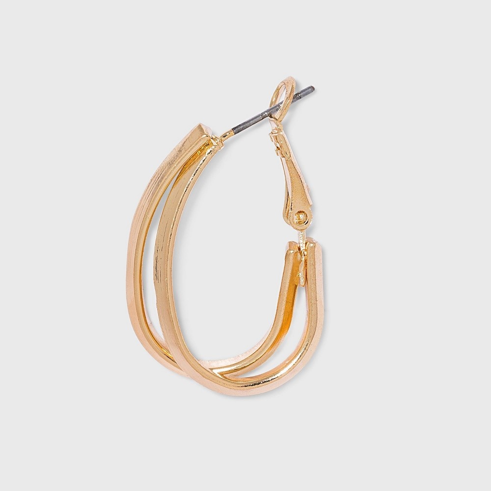 slide 2 of 2, Gold Oval Hoop Earrings - A New Day Gold, 1 ct