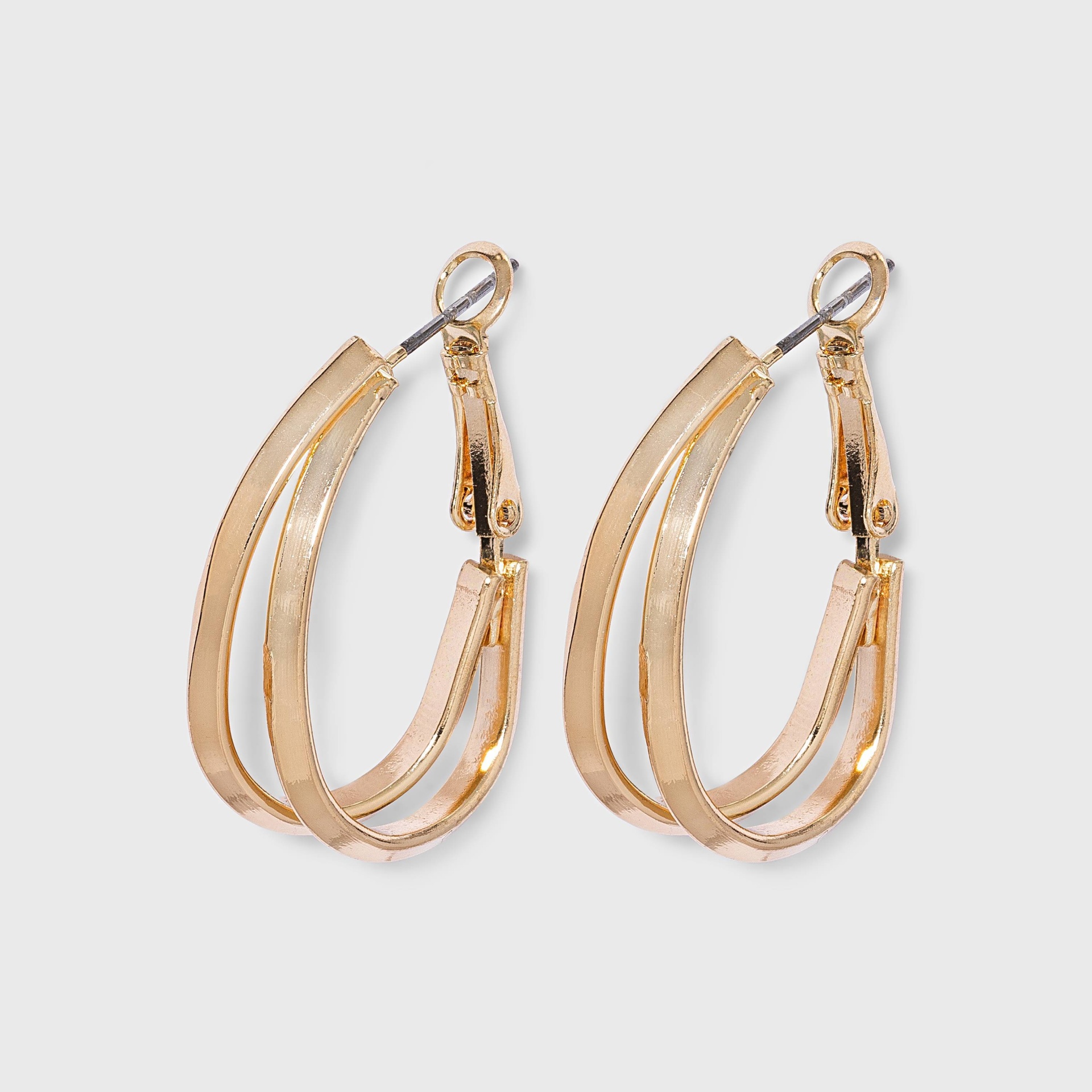 slide 1 of 2, Gold Oval Hoop Earrings - A New Day Gold, 1 ct
