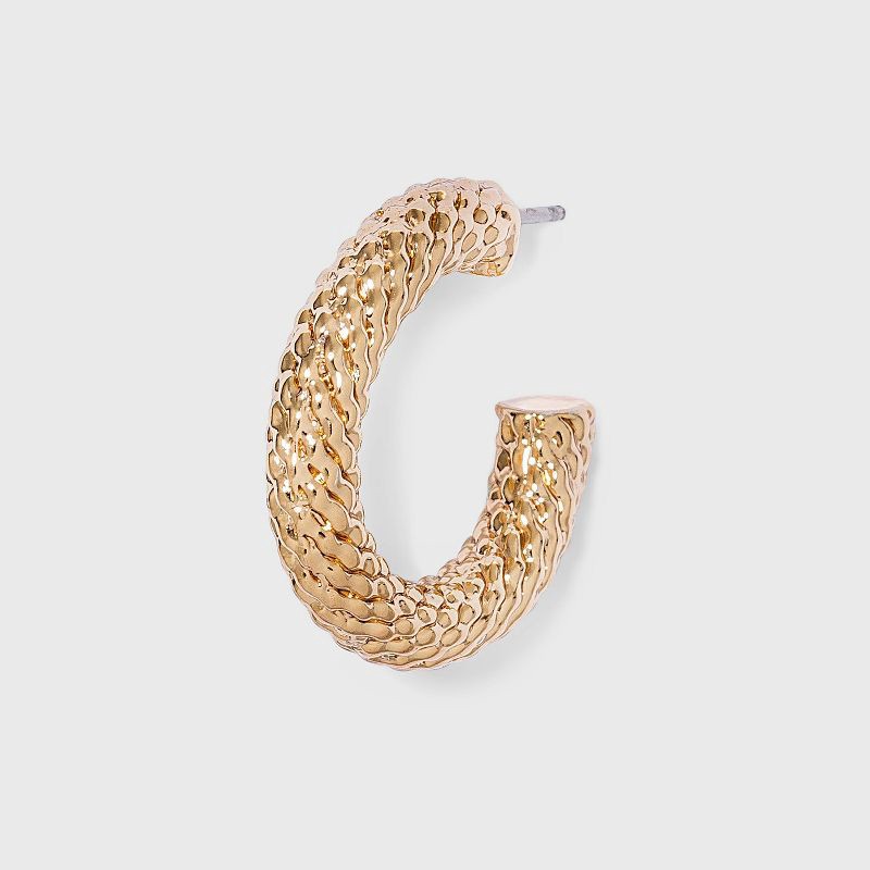 slide 3 of 3, Twisted Texture Small Hoop Earrings - A New Day™ Gold: Hypoallergenic Nickel-Free Jewelry, 1 ct
