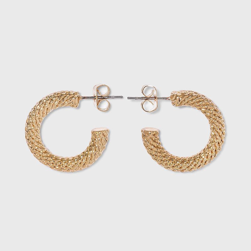 slide 1 of 3, Twisted Texture Small Hoop Earrings - A New Day™ Gold: Hypoallergenic Nickel-Free Jewelry, 1 ct