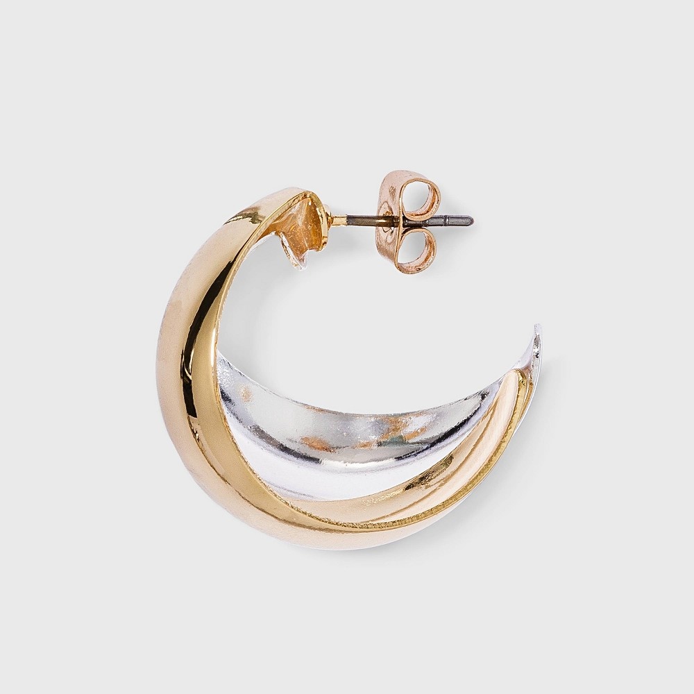 slide 2 of 2, Two-Tone Chunky Hoop Earrings - A New Day, 1 ct