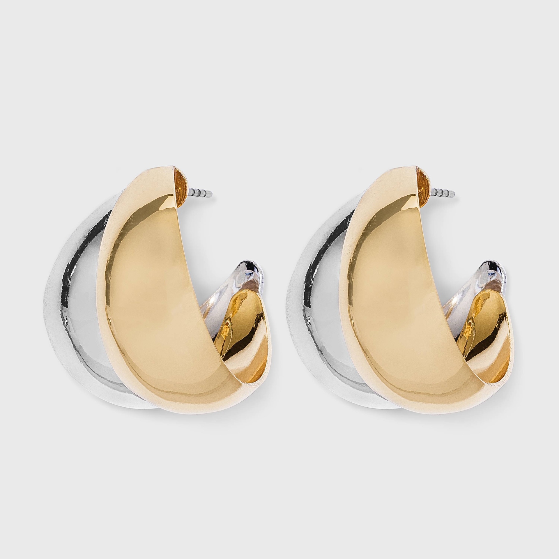 slide 1 of 2, Two-Tone Chunky Hoop Earrings - A New Day, 1 ct