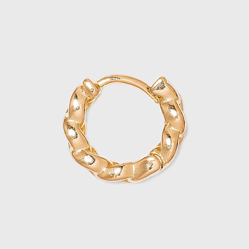 slide 2 of 2, Mixed Plate Huggie Hoop Earring Set 3pc - A New Day™, 3 ct