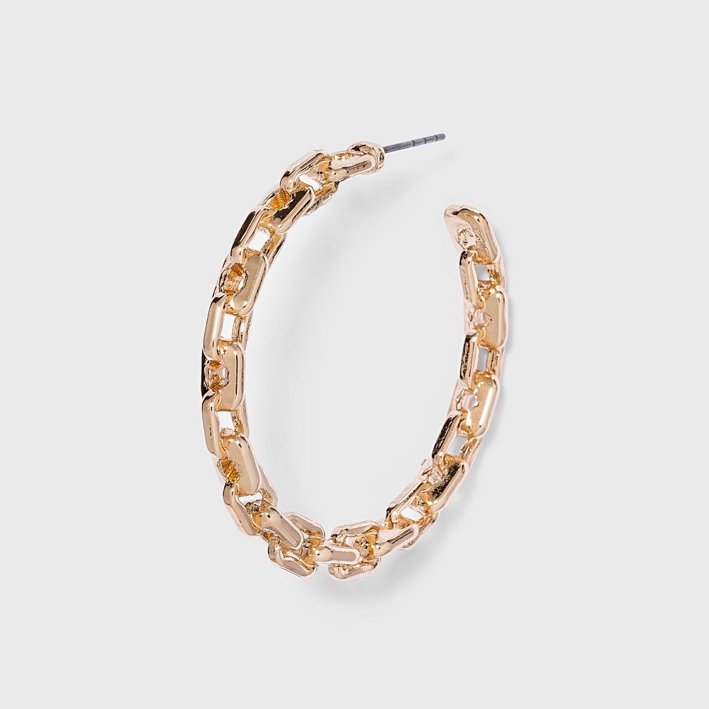 slide 3 of 3, Gold Frozen Chain Hoop Earrings - A New Day Gold, 1 ct