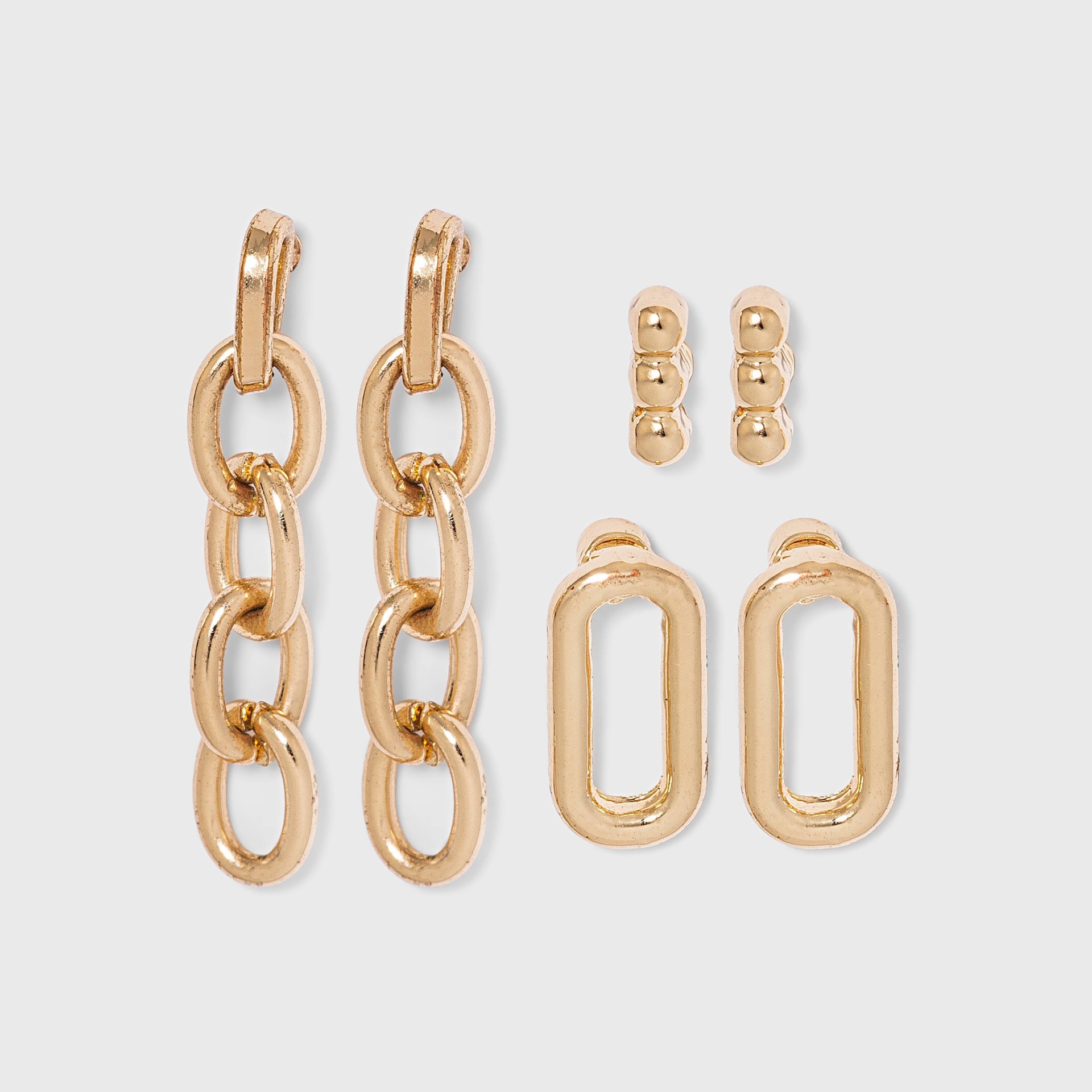 slide 1 of 2, Chain Stud Earring Set 3pc - A New Day Gold, 3 ct