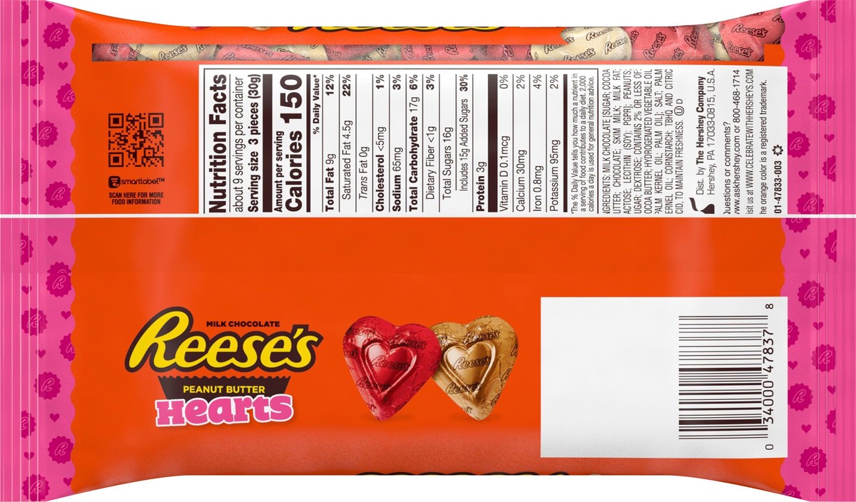 slide 2 of 3, Reese's Milk Chocolate Peanut Butter Hearts 10 oz, 10 oz