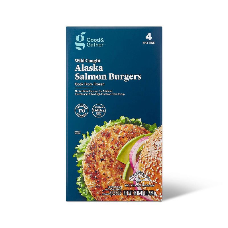 slide 1 of 5, Alaska Salmon Burger Patties - Frozen - 16oz/4ct - Good & Gather™, 4 ct; 16 oz