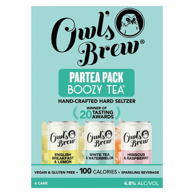 slide 8 of 8, Owl's Brew Par-Tea Boozy Tea Variety Pack - 6pk/12 fl oz Cans, 6 ct; 12 fl oz