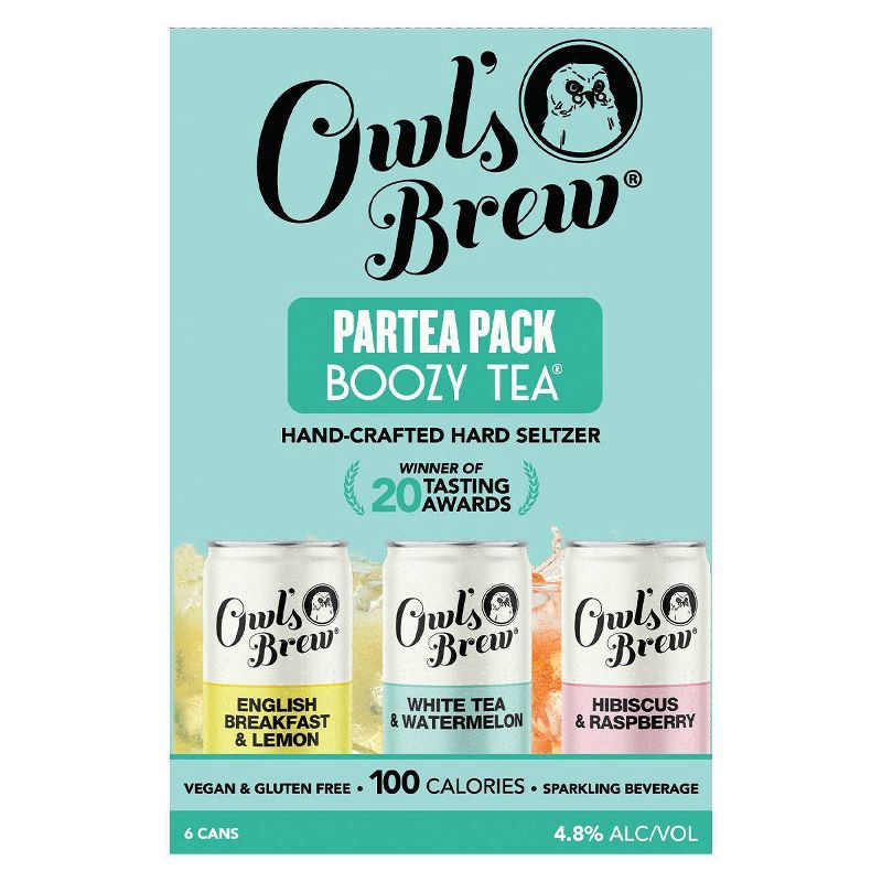slide 3 of 8, Owl's Brew Par-Tea Boozy Tea Variety Pack - 6pk/12 fl oz Cans, 6 ct; 12 fl oz