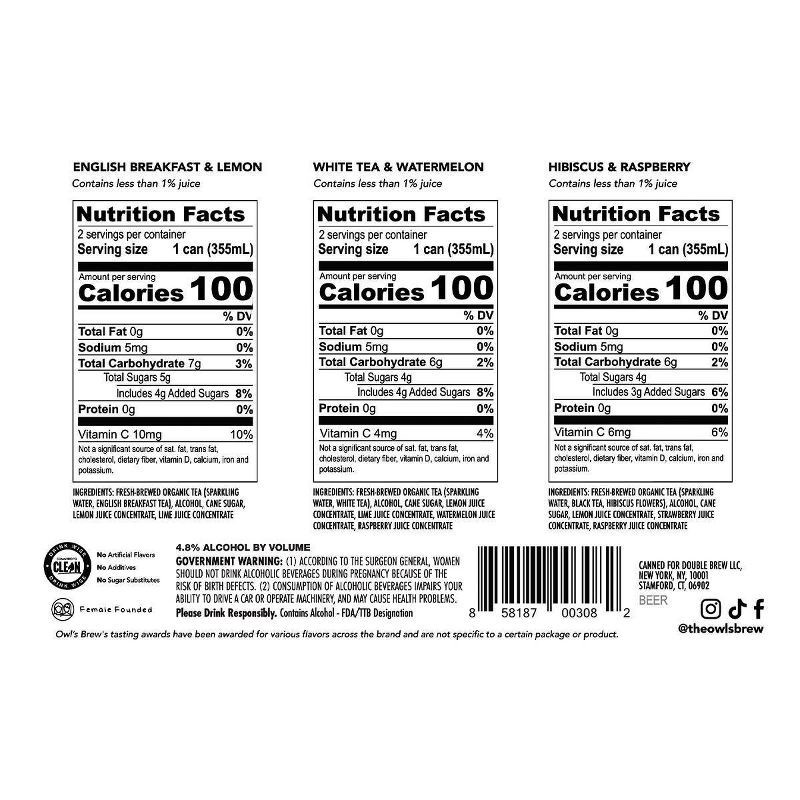 slide 7 of 8, Owl's Brew Par-Tea Boozy Tea Variety Pack - 6pk/12 fl oz Cans, 6 ct; 12 fl oz