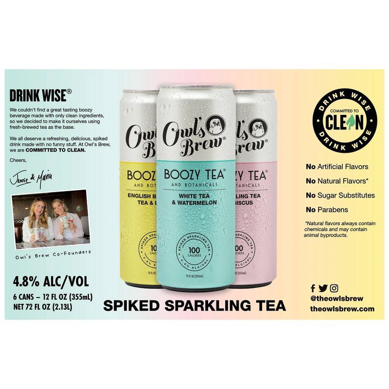 slide 4 of 8, Owl's Brew Par-Tea Boozy Tea Variety Pack - 6pk/12 fl oz Cans, 6 ct; 12 fl oz