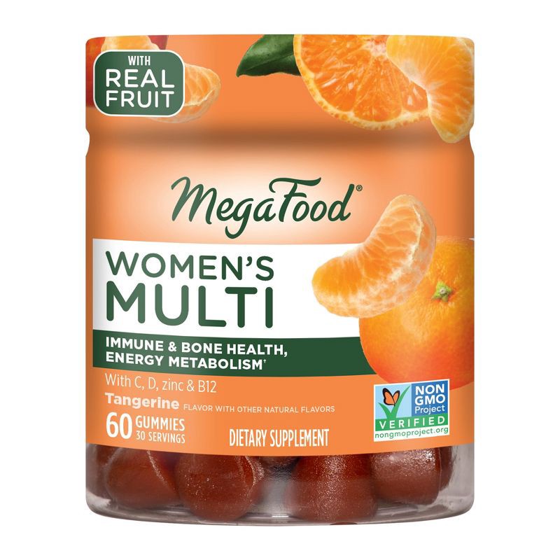 slide 1 of 8, MegaFood Womens Gummy Multivitamin with Vitamin C, Vitamin D, Zinc & Vitamin B12, Vegetarian - 60ct, 60 ct