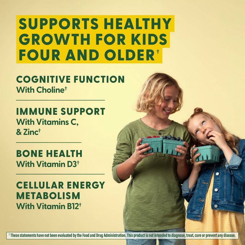 slide 5 of 8, MegaFood Kids' Multivitamin, Vitamin C, Vitamin D & Choline, Vegetarian Gummies - 60ct, 60 ct