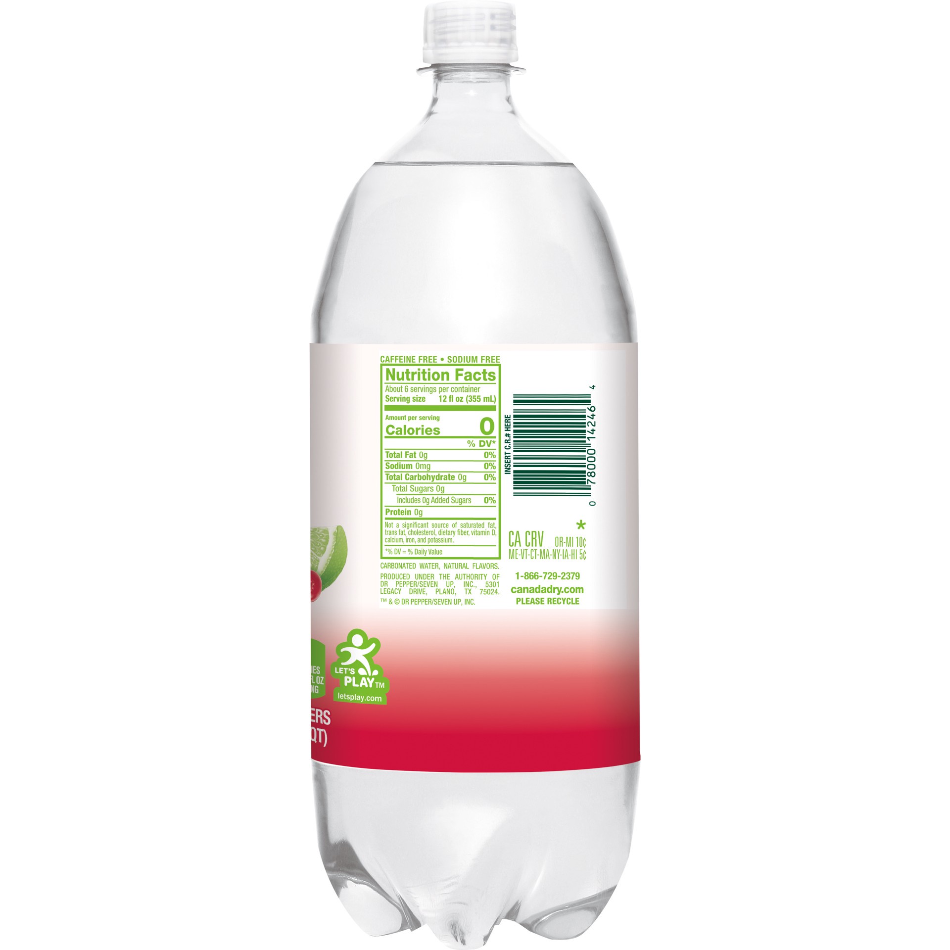 slide 2 of 2, Canada Dry Cranberry Lime Sparkling Seltzer Water, 2 L bottle, 2 liter