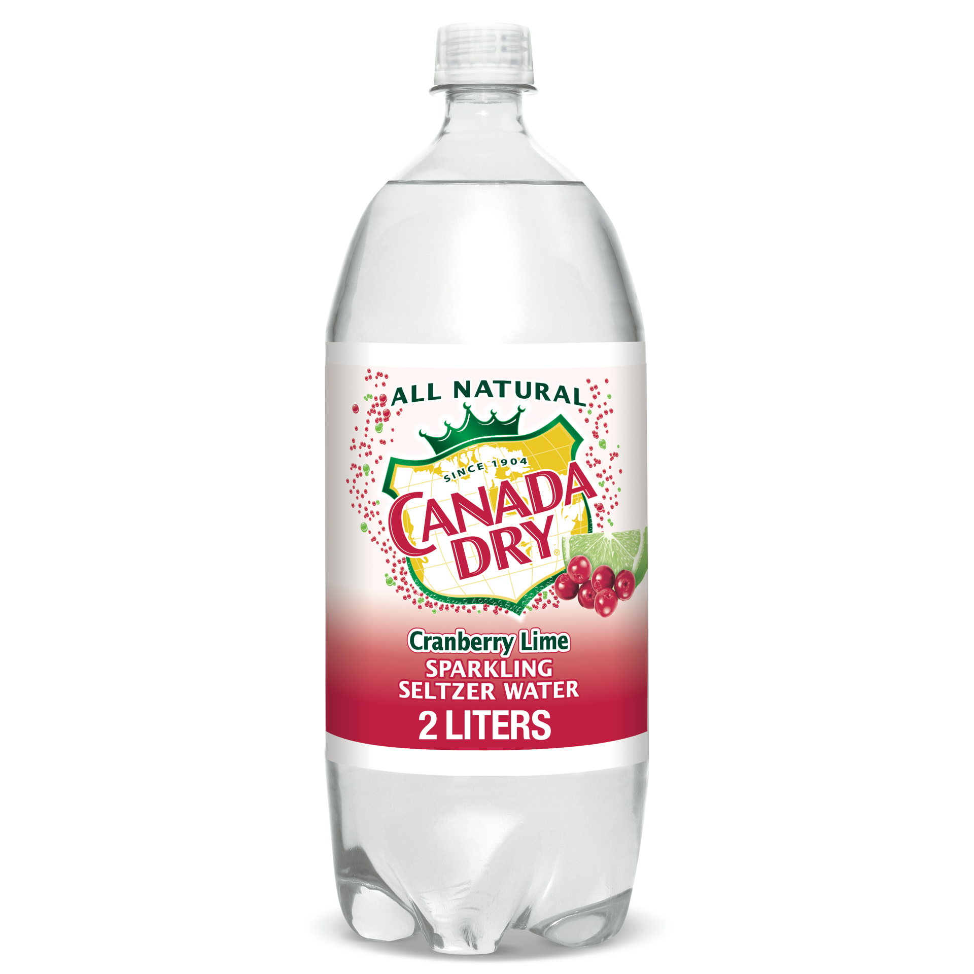 slide 1 of 2, Canada Dry Cranberry Lime Sparkling Seltzer Water, 2 L bottle, 2 liter